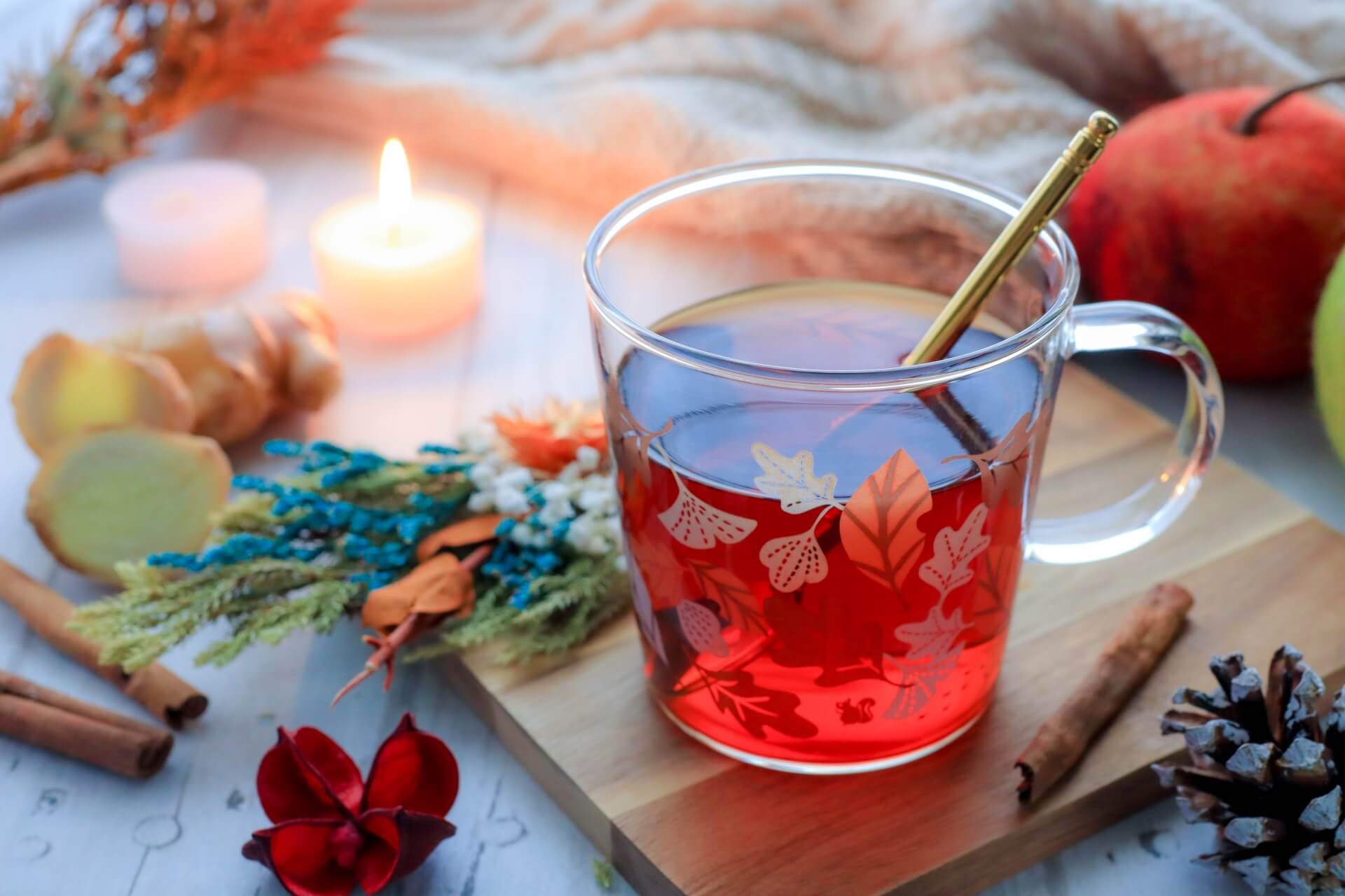 ろうそくとコーヒー画像